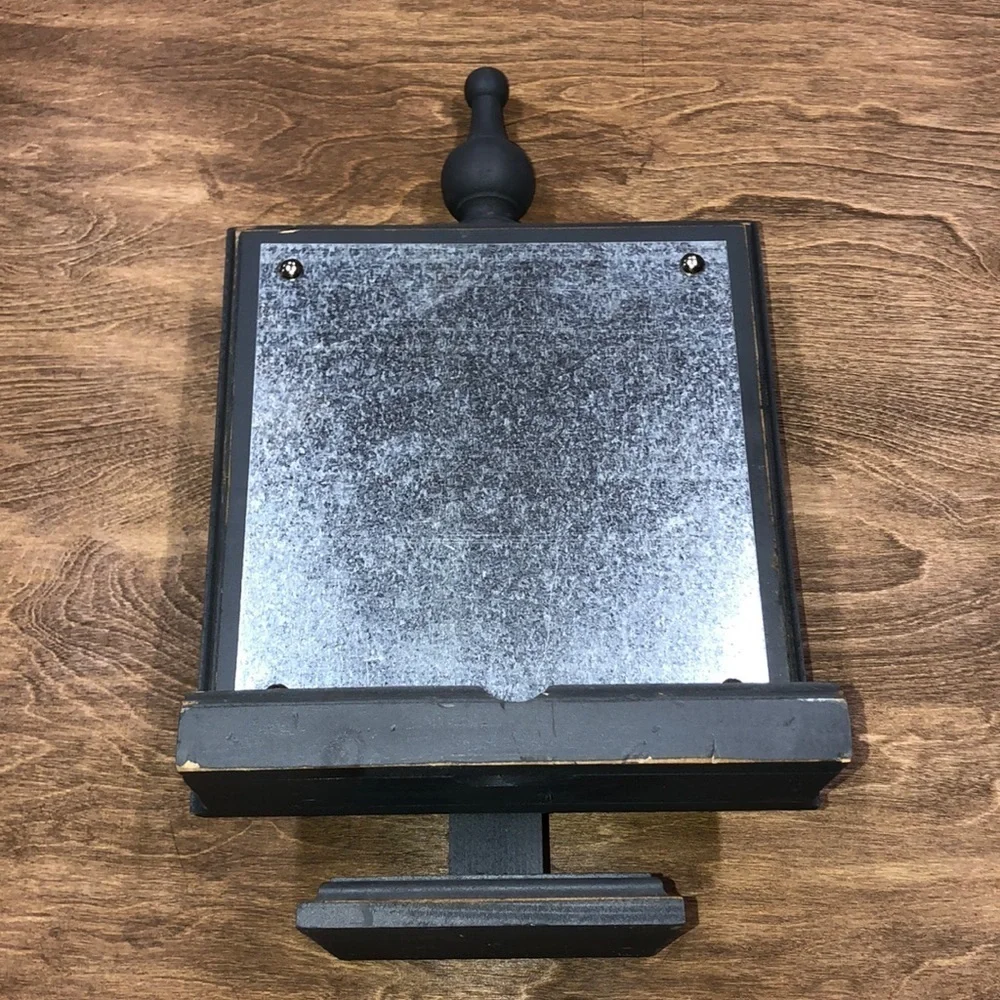 Grey wooden kitchen cookbook stand decor